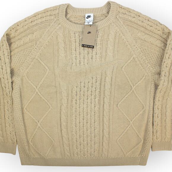 KarlAnthonyTowns XXL Nike Life Cable Knit Sweater Rattan DQ5176-206 NEW KAT - Picture 4 of 14